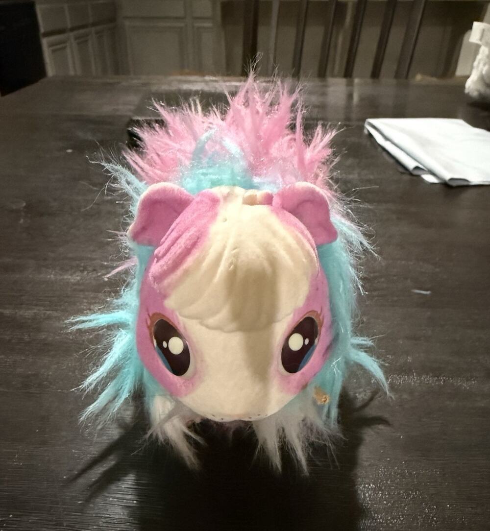 Electronic Interactive Plush Toy Pink & Blue Fur Battery Compartment